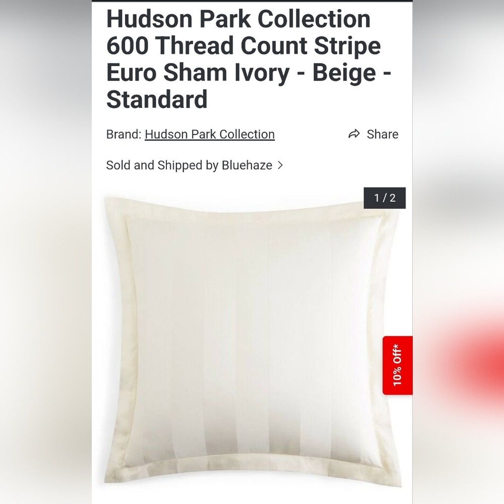 3 New HUDSON PARK Collection Egyptian cotton Euro shams ivory cream